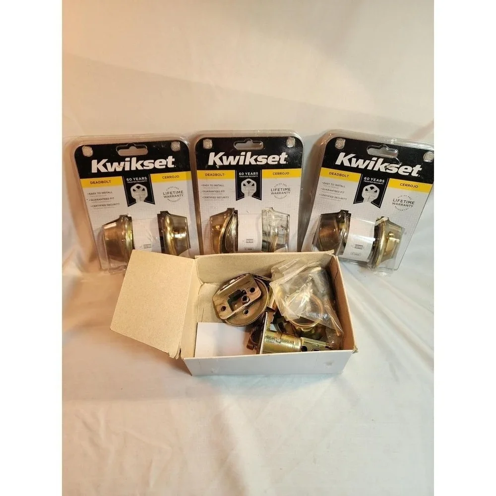 Kwikset 660 Deadbolt Keyed Alike 3 & 1open Pack Plus OpenBox Polished Brass95450